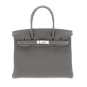 Pre-owned Leather handbags Hermès Vintage , Gray , Dames