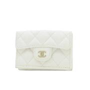 Pre-owned Leather wallets Chanel Vintage , White , Dames