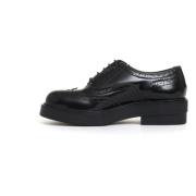 Zwarte leren veterschoenen Strategia , Black , Dames