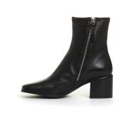 Zwarte leren enkellaarzen Halmanera , Black , Dames