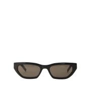 Rechthoekige Zwarte Acetaatzonnebril Saint Laurent , Black , Unisex