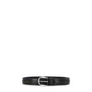 Zwarte leren riem met stoffen details Orciani , Black , Heren