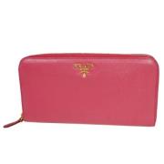 Pre-owned Leather wallets Prada Vintage , Pink , Dames