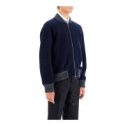 Wollen Fleece Bomberjack Thom Browne , Blue , Heren