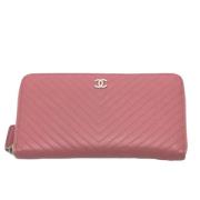 Pre-owned Leather wallets Chanel Vintage , Pink , Dames