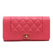 Pre-owned Leather wallets Chanel Vintage , Pink , Dames