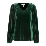 Elegante V-hals Blouse in Sycamore Part Two , Green , Dames