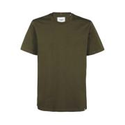 Katoenen Ribgebreide Crew T-shirt Les Deux , Green , Heren