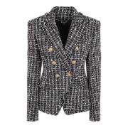 Chique Tweed Buitenkleding Jas Balmain , Multicolor , Dames