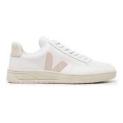 Witte Leren Sneakers Ronde Neus Vetersluiting Veja , White , Dames