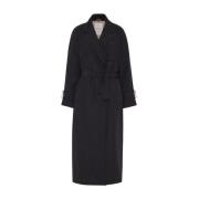 Zwarte Gewatteerde Jas met Inkeping Revers Brunello Cucinelli , Black ...