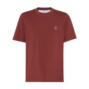 Rood Katoenen Jersey Logo Print T-shirt Brunello Cucinelli , Red , Her...