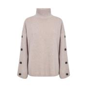 Zachte Turtleneck Trui met Decoratieve Knopen Levete Room , Beige , Da...