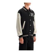 Satin Varsity Jacket met Gotisch Logo Palm Angels , Black , Heren