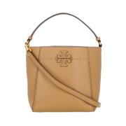 Bruine Geperste Leren Handtas voor Vrouwen Tory Burch , Brown , Dames