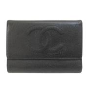 Pre-owned Leather wallets Chanel Vintage , Black , Dames