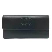 Pre-owned Leather wallets Chanel Vintage , Black , Dames