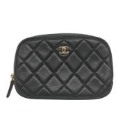 Pre-owned Leather wallets Chanel Vintage , Black , Dames