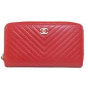 Pre-owned Leather wallets Chanel Vintage , Red , Dames