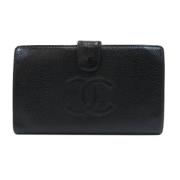 Pre-owned Leather wallets Chanel Vintage , Black , Dames