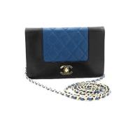 Pre-owned Leather wallets Chanel Vintage , Blue , Dames