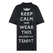 Katoenen T-shirt met Frontprint Balenciaga , Black , Dames