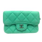 Pre-owned Leather wallets Chanel Vintage , Green , Dames