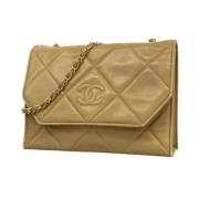 Pre-owned Leather wallets Chanel Vintage , Beige , Dames