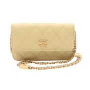 Pre-owned Leather chanel-bags Chanel Vintage , Yellow , Dames