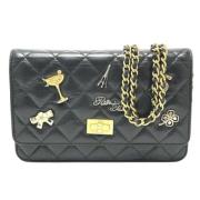 Pre-owned Leather wallets Chanel Vintage , Black , Dames