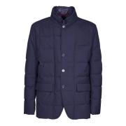 Blauwe Gewatteerde Canvas Jas Aw24 Fay , Blue , Heren