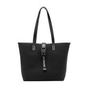 Zwarte Tote Tas Waterdicht Logo Moncler , Black , Dames