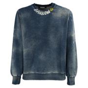 Katoenen Unisex Sweater met Ribdetails Barrow , Blue , Heren