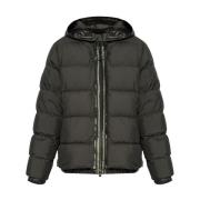 Zwarte gewatteerde jas met rits Moncler , Black , Heren