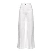 Witte Katoenmix Wijde Pijp Broek Pinko , White , Dames