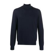 Wollen Rollneck Sweater Barba , Blue , Heren