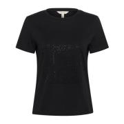 Zwarte Shine T-shirt met studs Part Two , Black , Dames