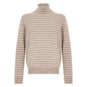 Gestreepte Gebreide Wollen Trui Beige Grijs Amaránto , Beige , Heren