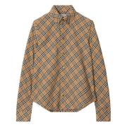 Geruit Patroon Shirt Sand IP Burberry , Beige , Dames