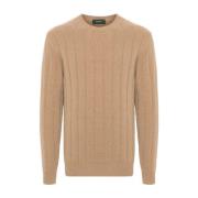 Bruine Sweater met Girocollo Hals Zanone , Brown , Heren