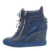 Pre-owned Leather sneakers Giuseppe Zanotti Pre-owned , Blue , Dames