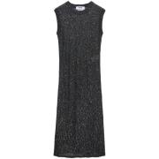 Zwarte Gebreide Paillettenjurk Msgm , Black , Dames