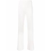 Witte Geribbelde Gebreide Broek MRZ , White , Dames