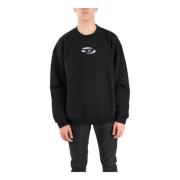 Relaxed Fit Crewneck Sweatshirt met Frontlogo Diesel , Black , Heren