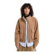 Beige Wool Harrington Jas Buitenkleding Gant , Beige , Dames