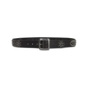 Zwarte leren studs riem Los Angeles HTC , Black , Dames