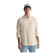 Beige Linen Houndstooth Shirt Gant , Beige , Heren