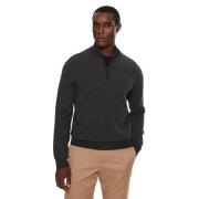 Zwarte wollen half-zip trui Hugo Boss , Black , Heren