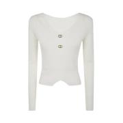 Omkeerbare V-hals Trui Twinset , White , Dames