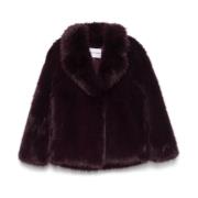 Faux-Fur Bordeaux Jas Stand Studio , Red , Dames